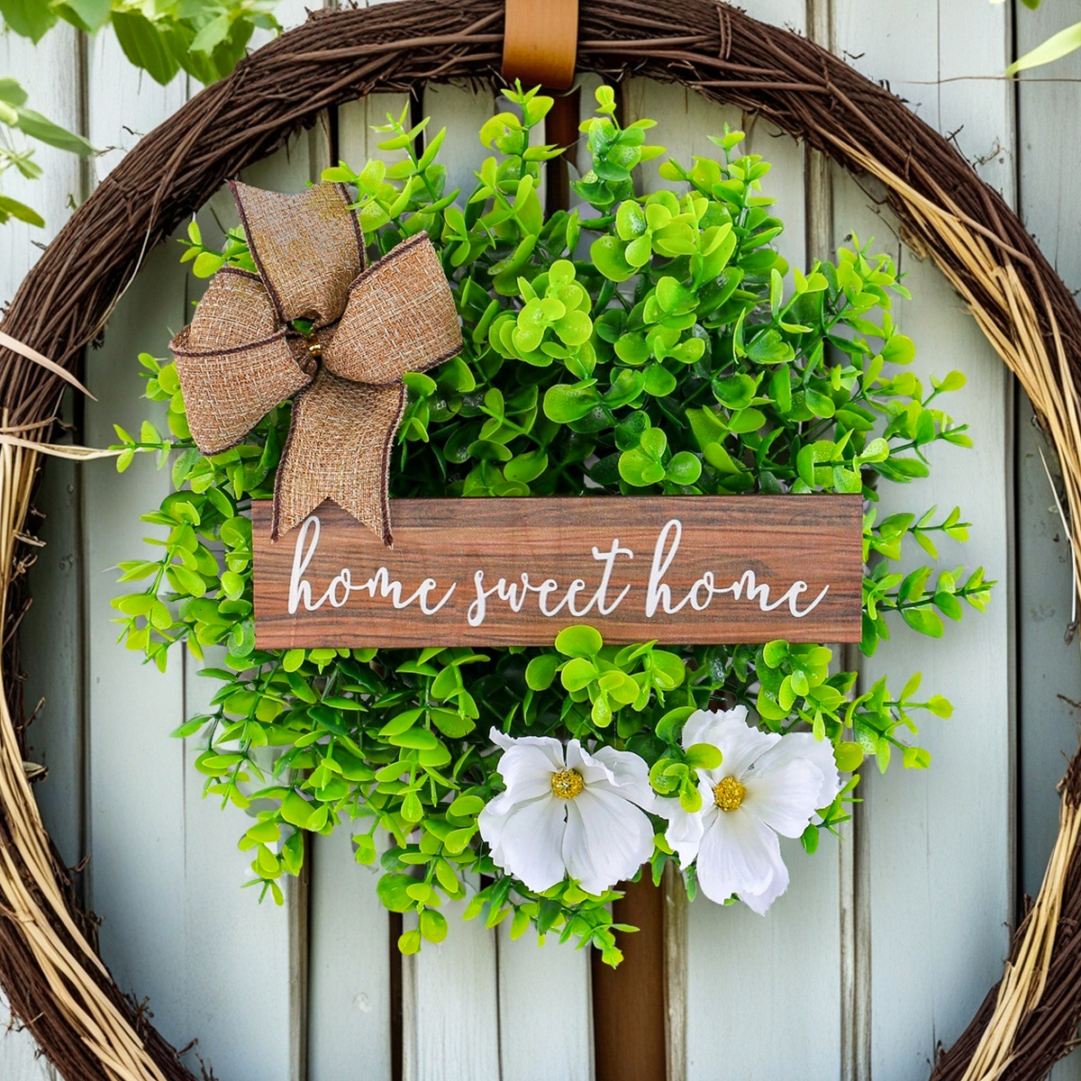 Hong Kong amor transfronterizo nueva decoración frente a la puerta Decoración de la pared de Navidad eucalipto palabra fresca tarjeta Garland puerta colgando al por mayor