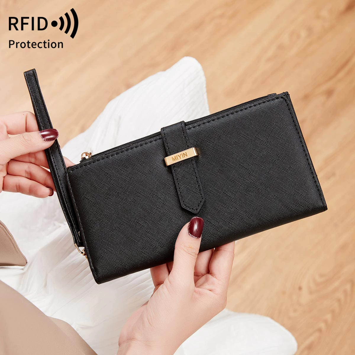 Кошелек — RFID-антиугон паспортный держатель, универсальный органайзер для документов и карт, застежка на запястье