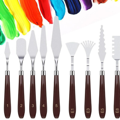 Art oil painting knife new stainless steel color scraper gouache paint scraper 5-piece set foreign trade cross-border supply