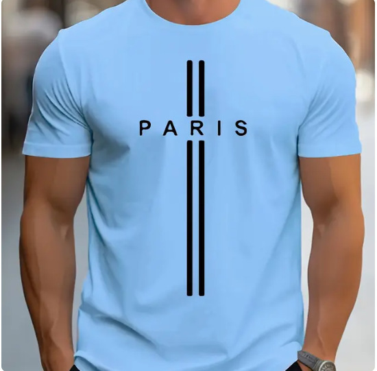 Fashion Men's T-shirt Large Silhouette Loose 3D Printing Sports And Leisure Slim-fit Crew Neck Short-sleeved T-shirt_viptrois.com