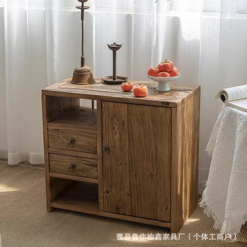 中式老榆木餐边柜靠墙茶水台边柜民宿玄关储物柜家用客厅收纳边柜|undefined