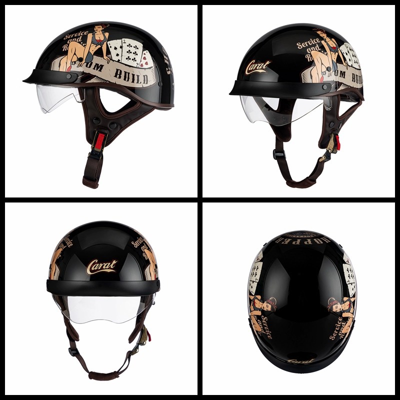 Electric Motorcycle Helmet Retro Half Helmet 3C Certified Fashionable Stylish Summer Sun Protection Cycling Scoop Helmet Factory Direct Sale