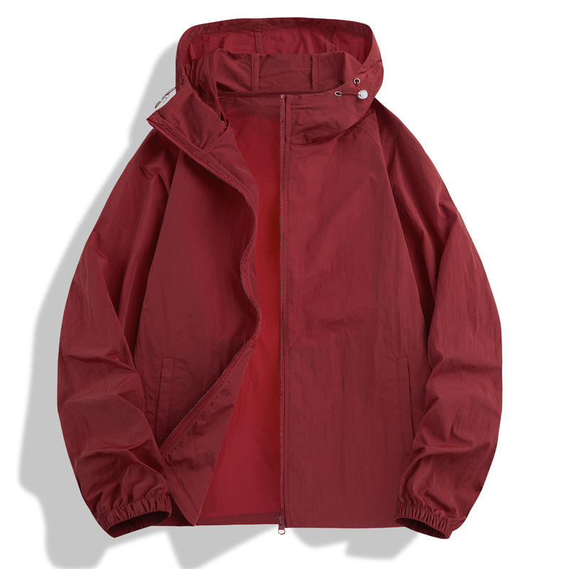 버건디 싱글 자외선 차단 의류