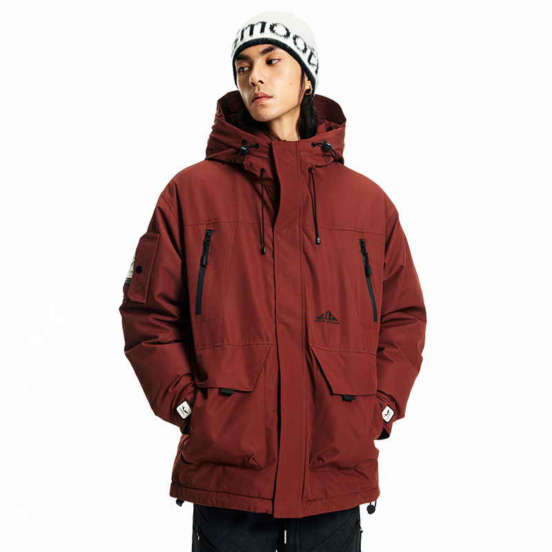 Down Jacket Men's Winter Outdoor Tooling Clothes Men's Loose Thickened Warm Hooded Jacket Men's Jacket Men's Jacket