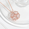 Small design pendant, necklace heart shaped, double wear, flowered, trend of season, four-leaf clover