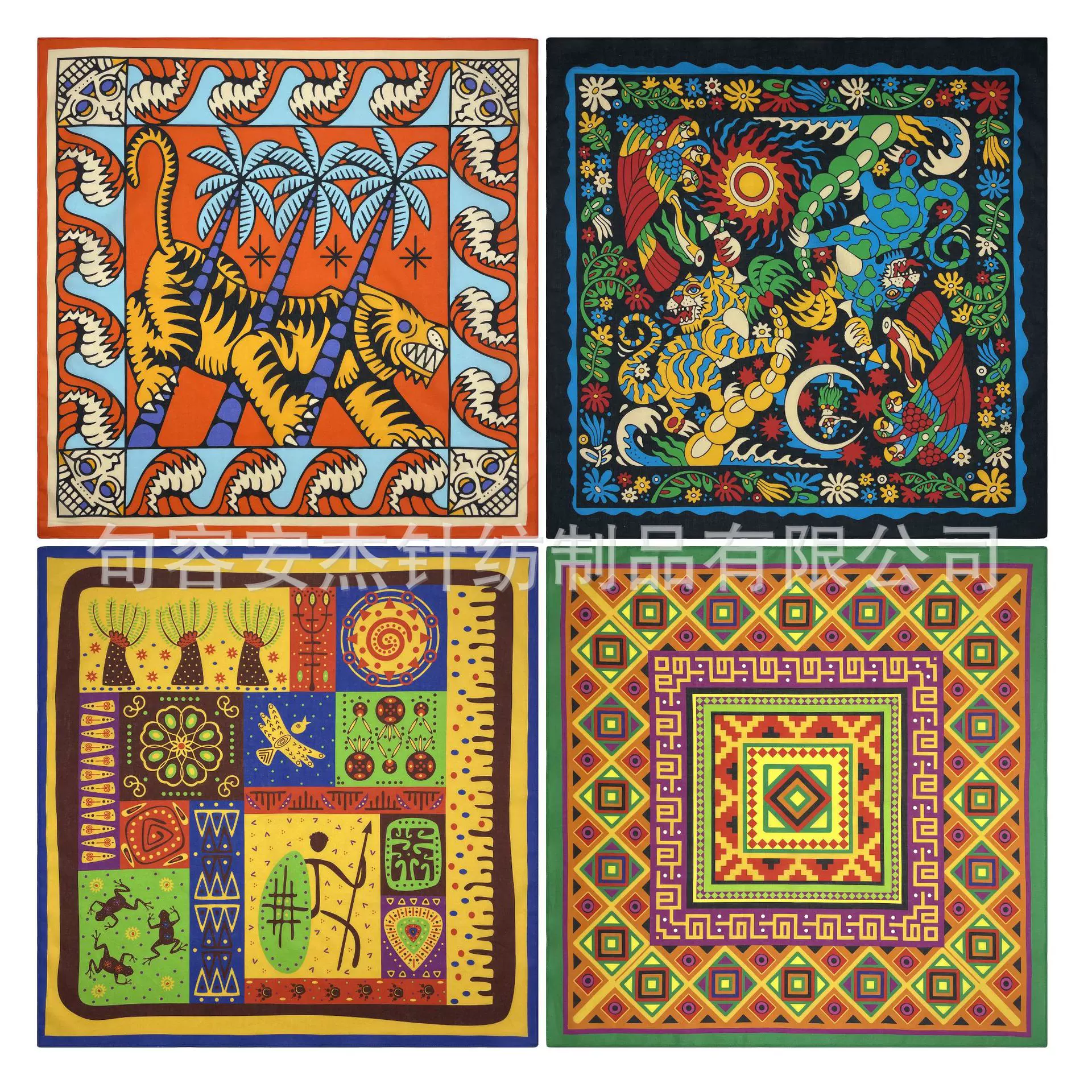 100%纯棉55x55CM数码印花方巾bandana嘻哈街舞方巾户外运动头巾