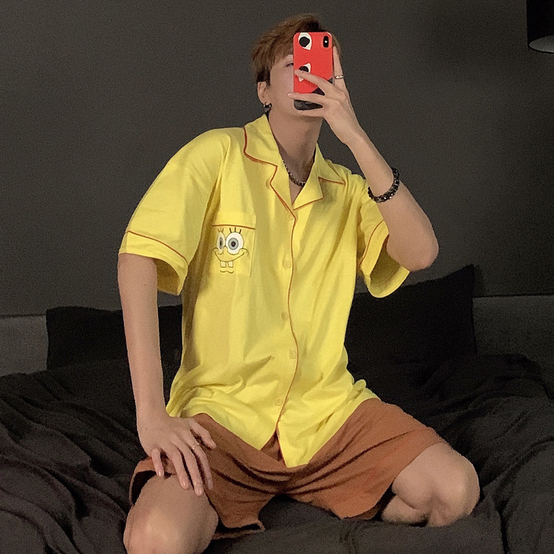 더블 짧은 노란색 스폰지 밥 남자