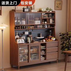 無垢材サイドボードホールボードソケット壁高キャビネット収納ラック食器棚ワインキャビネットキッチン家庭用収納ティーキャビネット