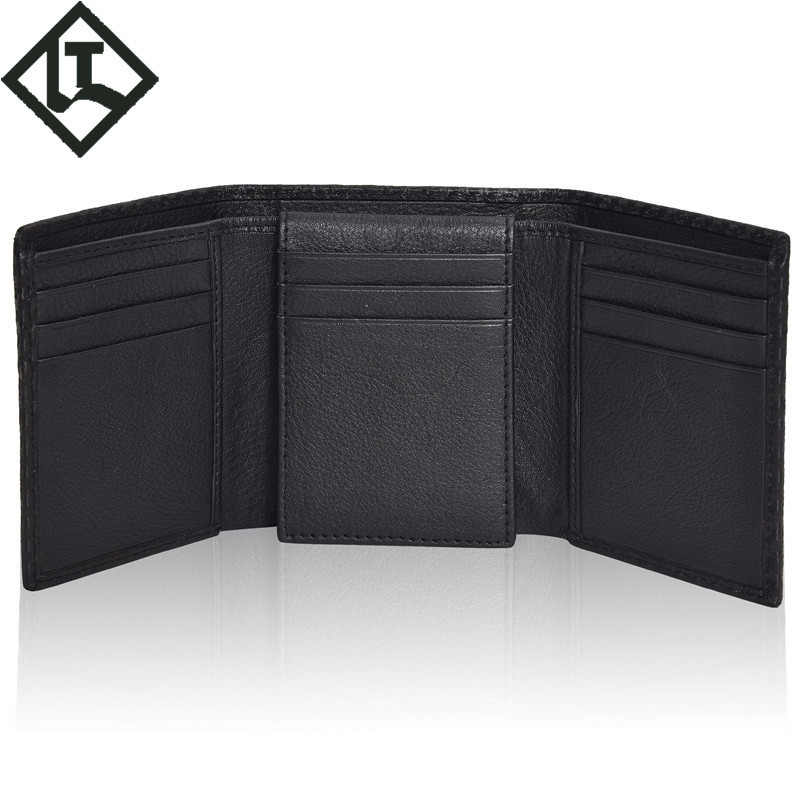 竖款三折钱包 亚马逊活页牛皮钱夹 跨境电商钱包男士真皮rfid