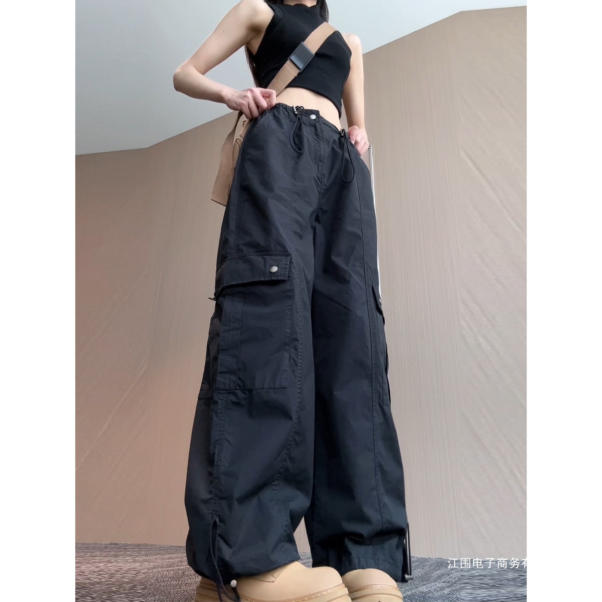 Women's Outdoor Hiking Pants, New Autumn/Winter Style, Plus Size, Loose Fit, Slimming, High Waist, Multi-Pocket, Straight-Leg Cargo Pants