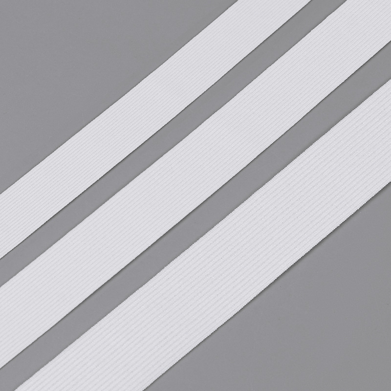 三丁厂家批发高弹力黑白钩编松紧带平纹扁橡筋针织松紧婴儿裤腰弹详情6