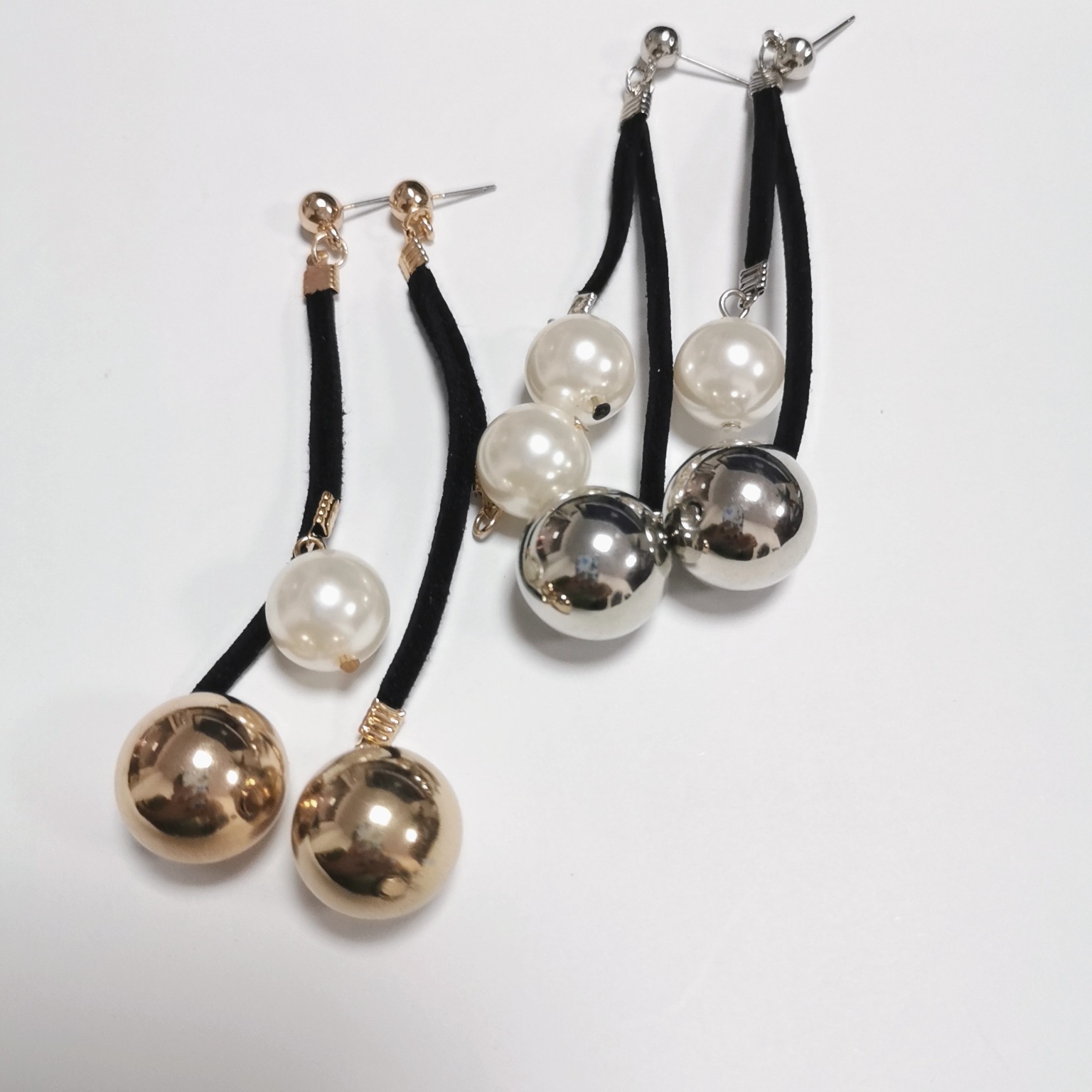 8g Weight Long Leather Rope Pearl Pendant Earrings Wholesale Nihaojewelry