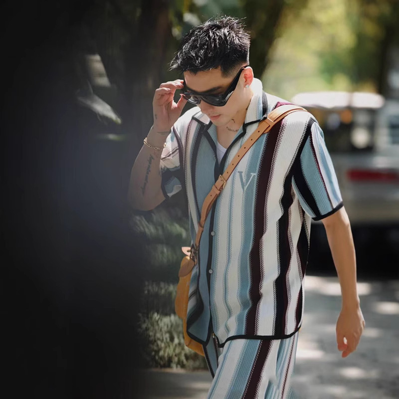 Factory Direct Sale Correct Version Striped Crochet Letter Shorts Couple Style Casual Fashion Versatile Straight Five-Point Pants