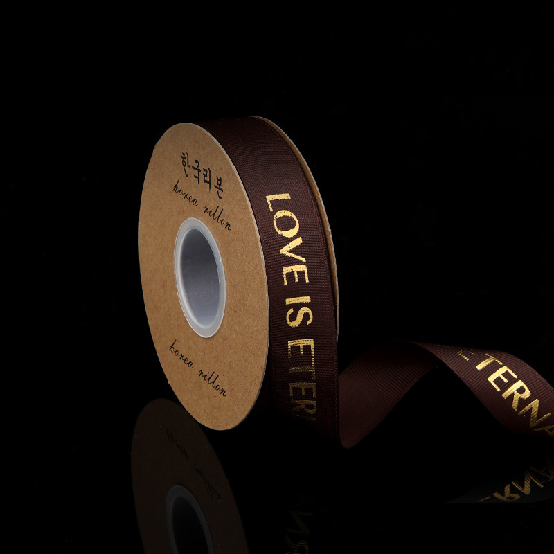 1cm de poliéster personalizado cinta de color sólido flor de regalo de embalaje cinta de impresión de logotipo cinta de impresión