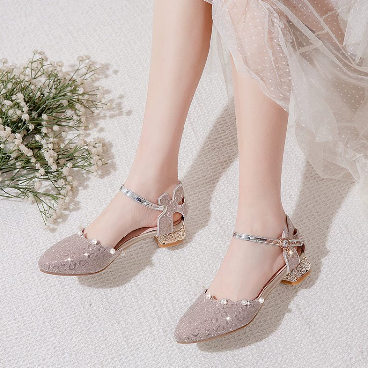 Обувь для девочек, летние детские сандалии на низком каблуке, обувь принцессы с кристаллами, 2022, Новое поступление, обувь для маленьких девочек