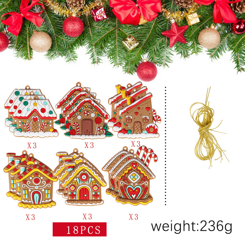 Nueva Navidad transfronteriza panqueque casa decoraciones pvc pegamento flexible colgando árbol de navidad decoración escena diseño apoyos