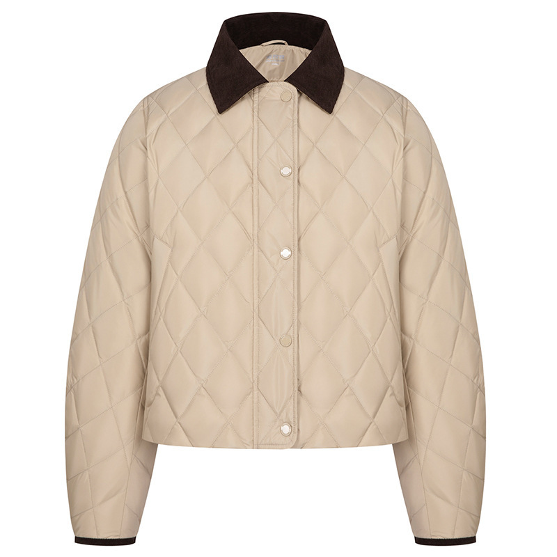 Short down Jacket with Diamond-Shaped Lapel Collar B250135332