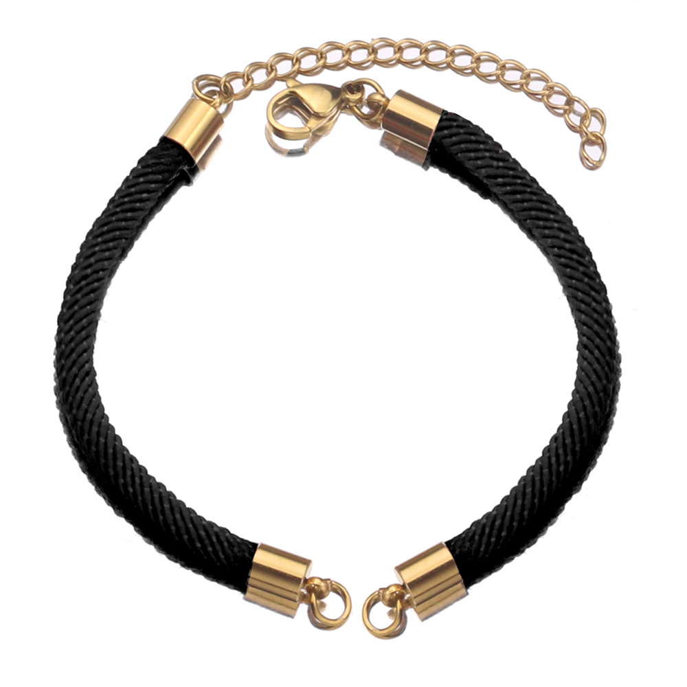 Acero inoxidable negro rojo trenzado cuerda conector pulsera tejida DIY joyería que hace suministros al por mayor