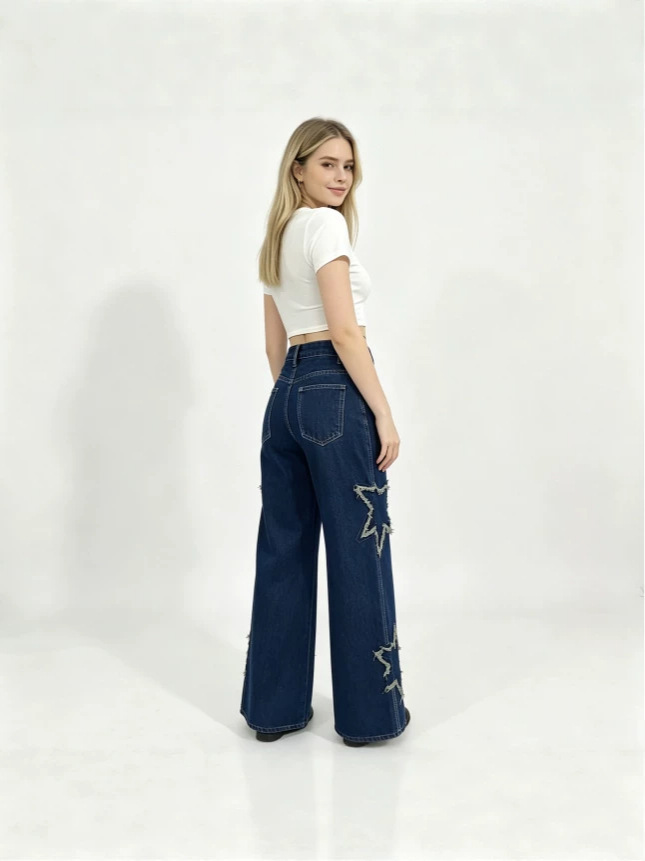 Jeans Rectos de Tiro Alto para Mujer de Mezclilla de Algodón, Cintura Alta, Lavado Retro, para Moda Callejera