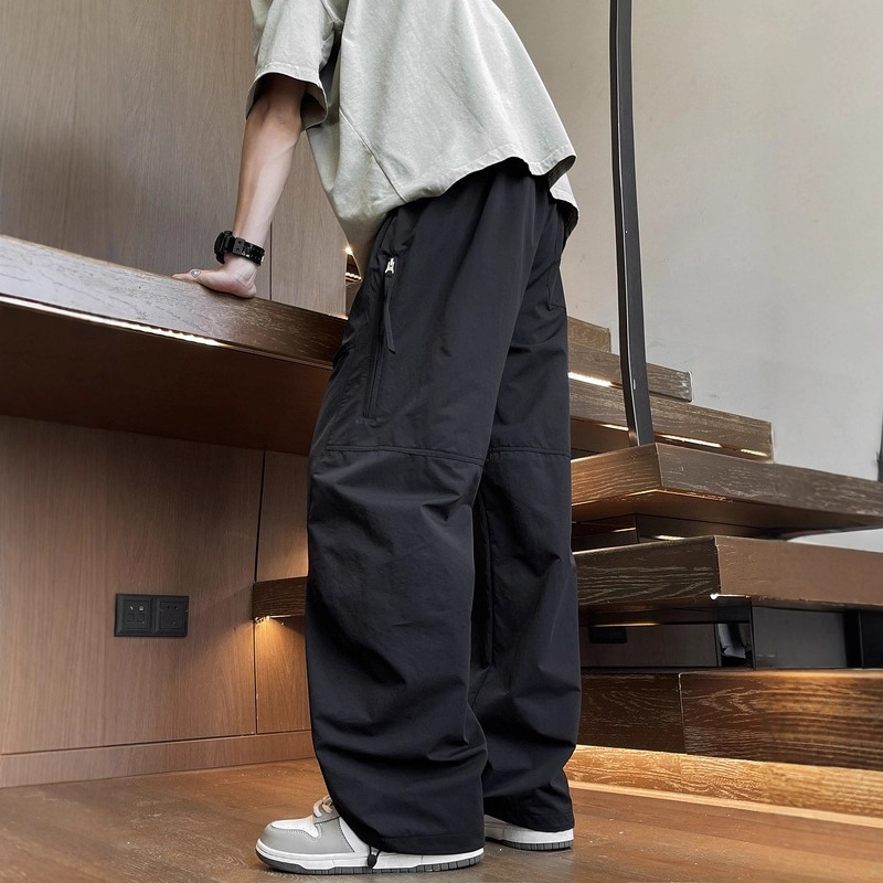 Spring and Autumn American Style Trendy Brand Plus-Size Cargo Pants for Men, Loose Fit, Extra Large, Casual Straight-Leg Outdoor Pants