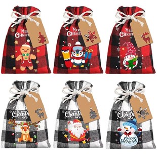 2025 Cross-Border Christmas Burlap Drawstring Pocket Valentine's Day Gift Bag Party Holiday Gift Bag Halloween Packaging Bag