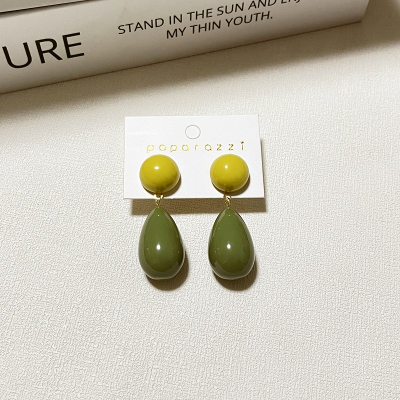 Round, Water Droplets Pattern 1 Pair Casual Simple Style Round Water Droplets Stoving Varnish Resin Drop Earrings