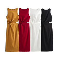 外贸批发2024女装欧美风秋冬款开口设计迷笛连衣裙9611459