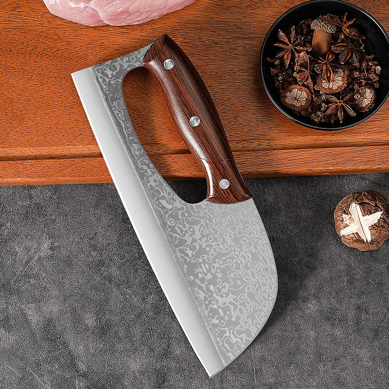 Cuchillo de corte de mano de obra mayorista de fábrica cuchillo de cocina doméstico super afilado spot agente nuevo mango de madera de acero inoxidable para cortar verduras