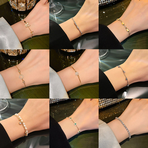 Korean style personalized high-end pearl bracelet for women ins niche design internet celebrity fashion temperament titanium steel bracelet bracelet