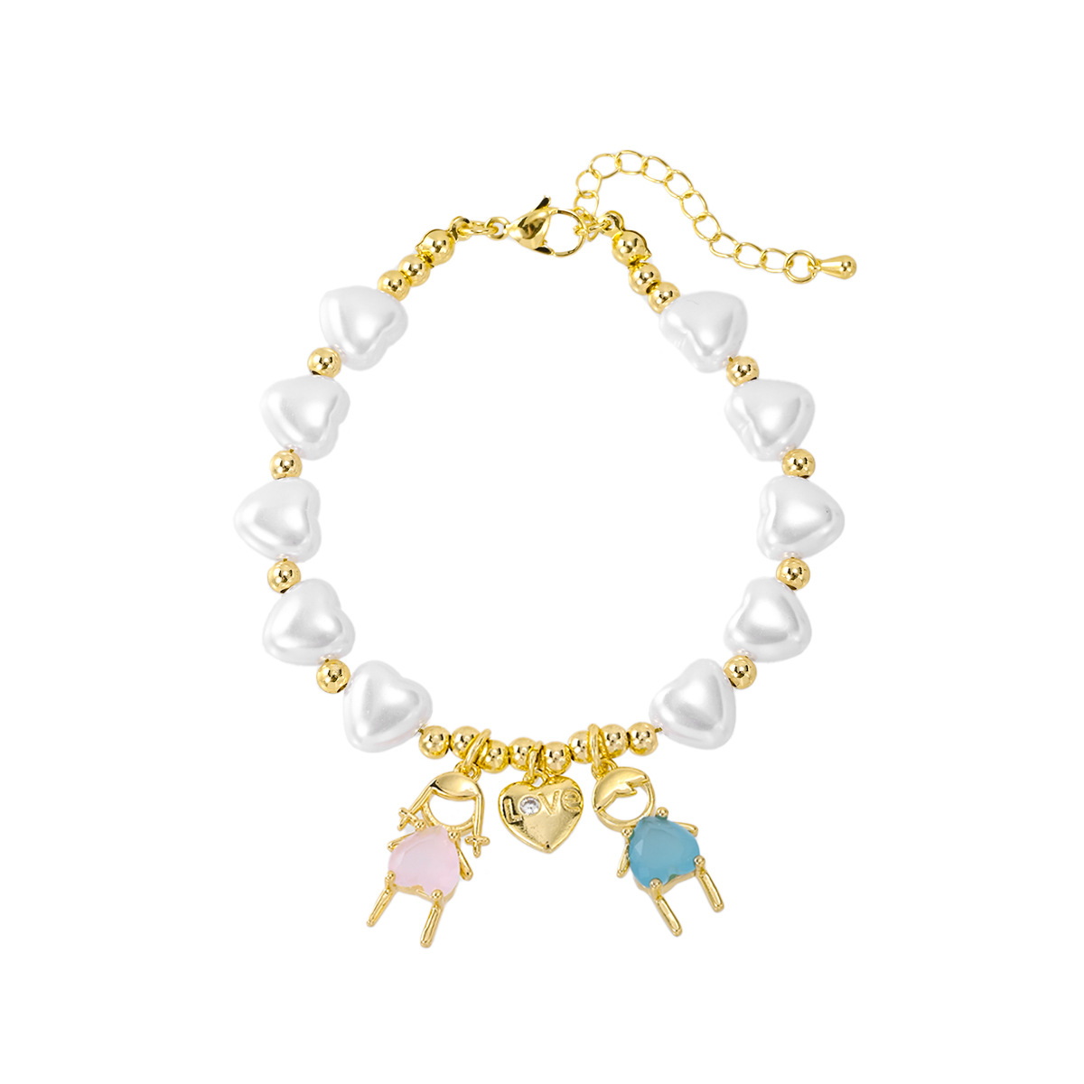 Holiday, Daily Occasion Wholesale Jewelry INS Style Classic Style Human Heart Shape Copper Plating Beaded Chain Bracelets