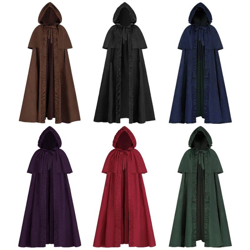 Unisex Halloween Cape for Men and Women, Medieval Hooded Lace-Up Cloak, Anime Cosplay Cape, Wholesale Available Unisex Halloween Cape for Men and Women, Medieval Hooded Lace-Up Cloak, Anime Cosplay Cape, Wholesale Available