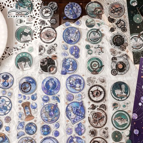 PaperMorePET segmented tape Galaxy Miles Series Crystal Ink Handbook DIY recycling stickers 6 pieces