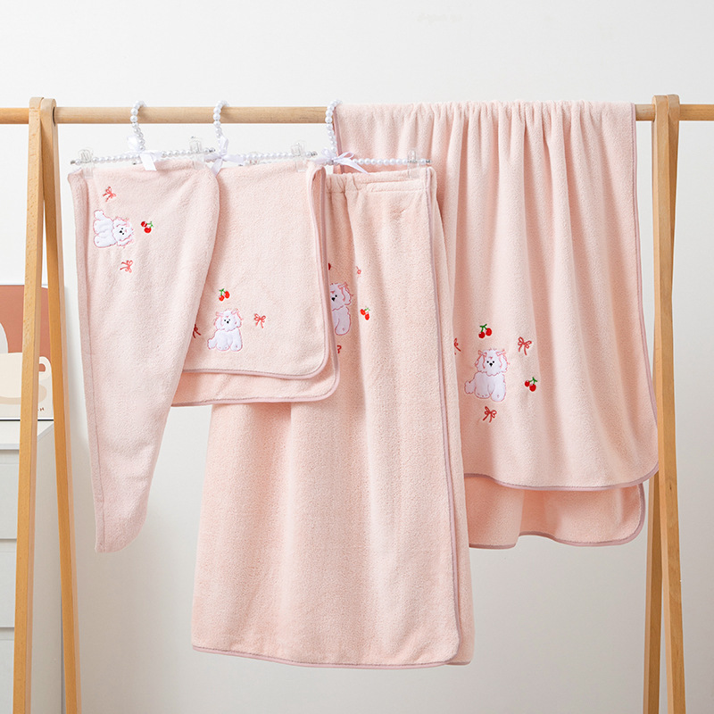 Cherry dog set towel wholesale cute cartoon bath towel towel suit soft thick absorbent dry hair cap bath towel wholesale Cherry dog set towel wholesale cute cartoon bath towel towel suit soft thick absorbent dry hair cap bath towel wholesale