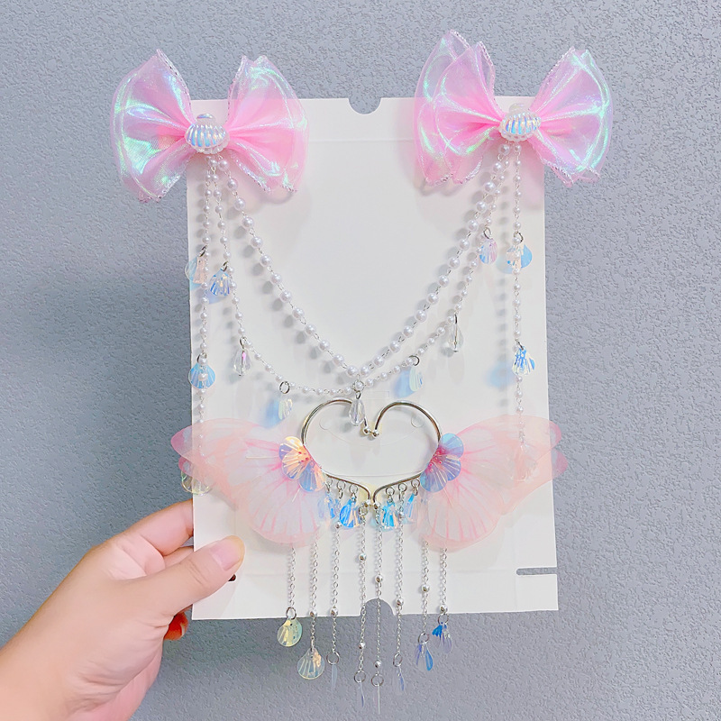 Pink mermaid forehead chain + ear hooks
