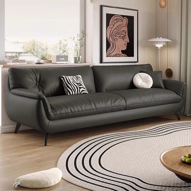 Italian Minimalist Leather Art Sofa Living Room Small Apartment Modern Simple Home Straight Row Three or Four Seats
