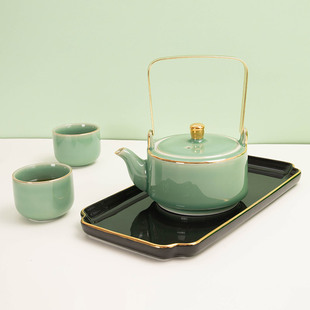 Ceramic large capacity beam pot with tea tray teapot tea cup kung fu tea set household portable tray suit