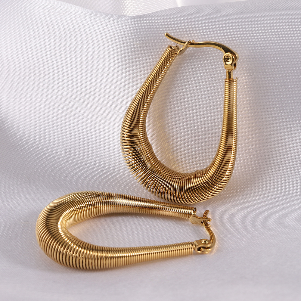 Street Occasion Titanium Steel Material U Shape Pattern 1 Pair Basic U Shape Plating Titanium Steel Earrings