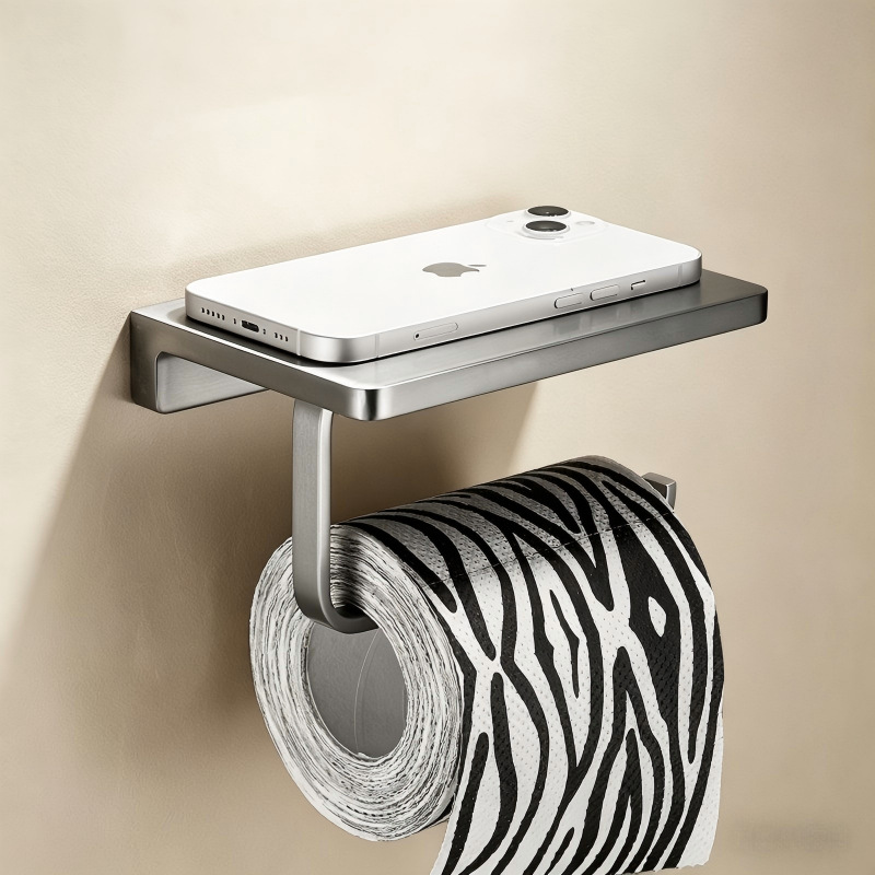 Toilet copper double roll paper holder hotel toilet thickened wall hanging large tissue holder bathroom mobile phone toilet paper rack