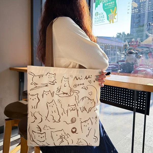 Canvas Bag for Women 2026 New Model Large Capacity Summer Work Commute Tote Bag Student Book-Carrying Zipper Canvas Bag