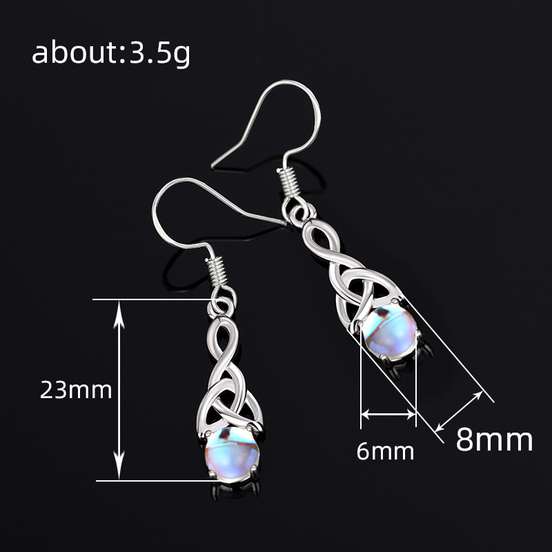 Moonlight Stone Necklace Set With Triangle Twisted Earrings_voghion.com