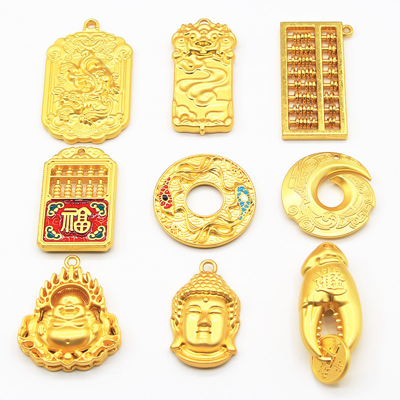 Ancient Gold Abacus Buddha Cloud Fortune Car Keychain Pendant DIY Necklace Accessory Alloy Parts Wholesale Ancient Gold Abacus Buddha Cloud Fortune Car Keychain Pendant DIY Necklace Accessory Alloy Parts Wholesale