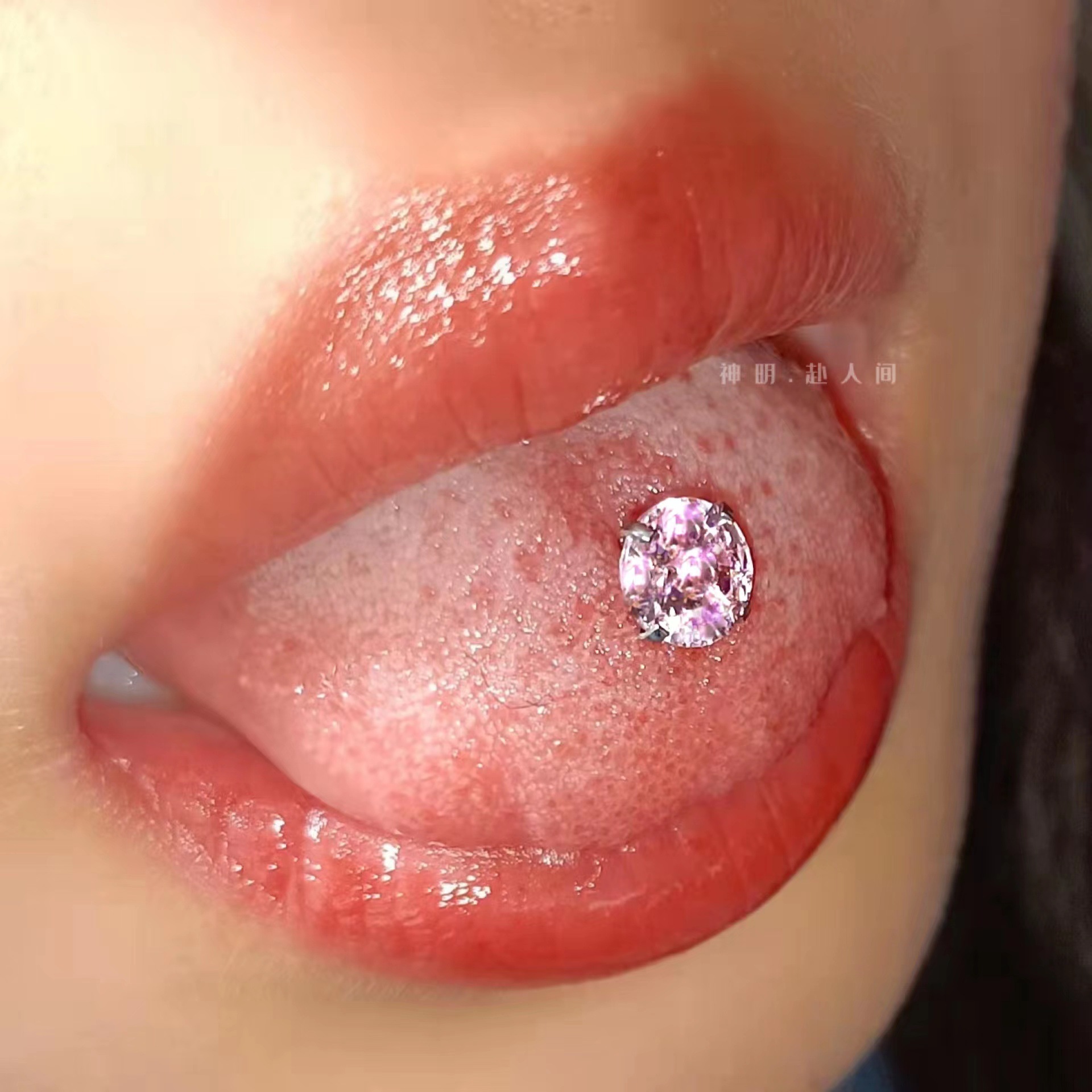 Labret stud lip piercing jewelry styling detail
