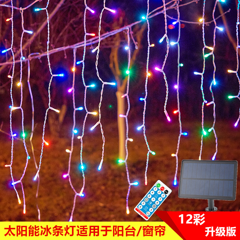 En stock solar luces de barra de hielo 5*0,8 m al aire libre a prueba de lluvia luces de Navidad Villa jardín balcón patio luces decorativas