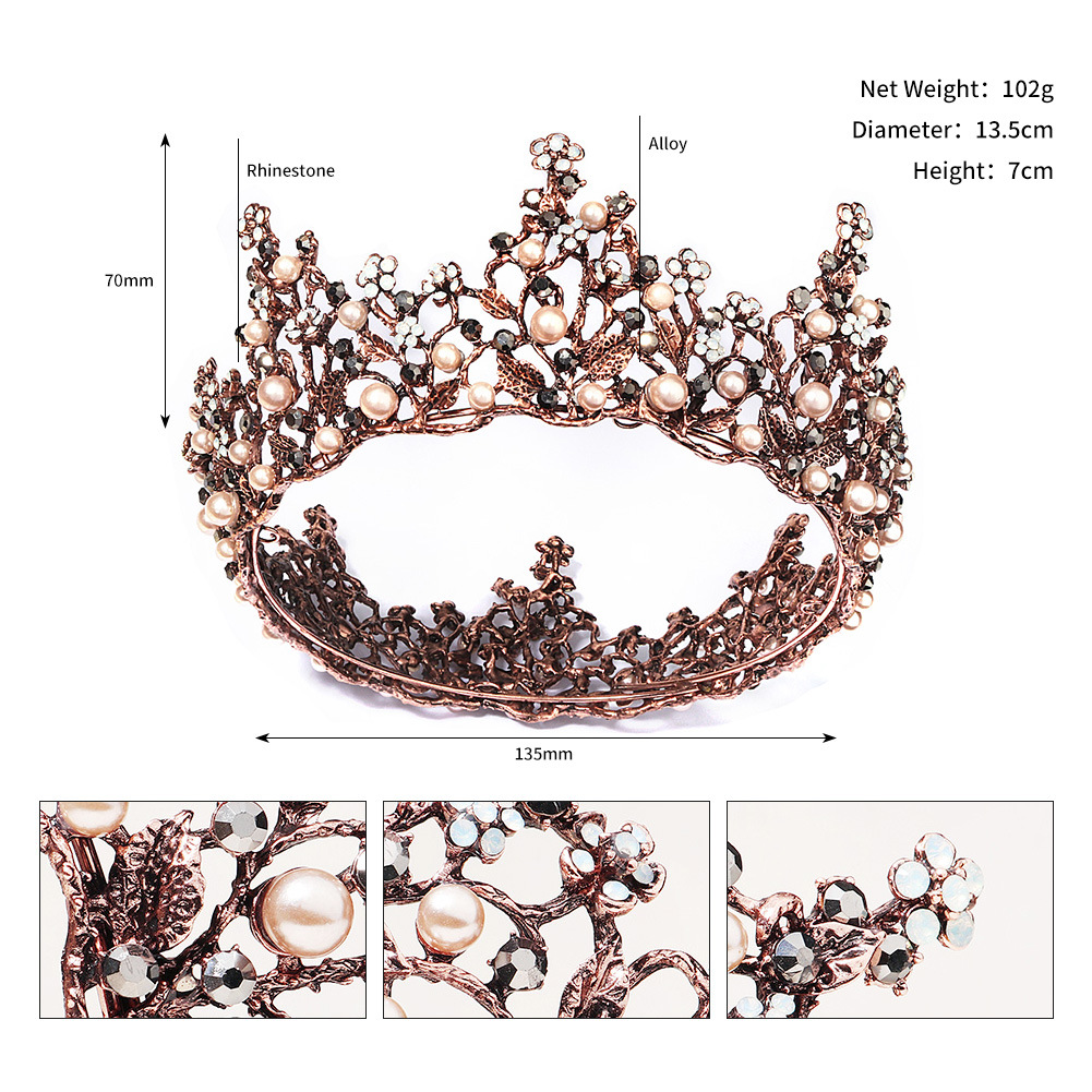 new head jewelry fashion wedding bridal crown retro full circle pearl crownpicture6