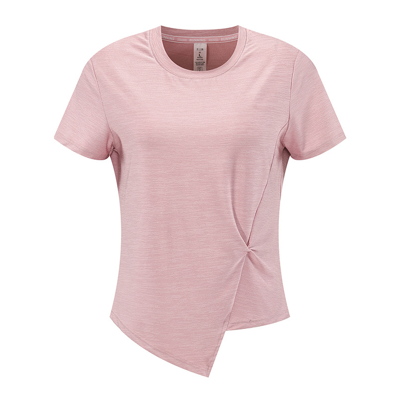 Camiseta deportiva de manga corta para mujer, estilo europeo y americano, para comercio transfronterizo, de secado rápido, para correr al aire libre, yoga, baile, fitness, transpirable, con cuello redondo
