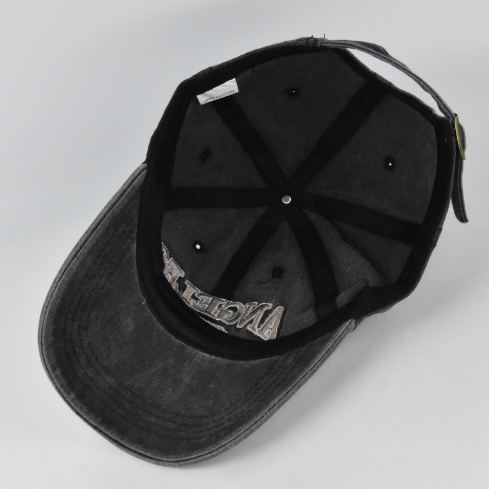 Angeles 3D Baseball Embroidered Duck Tongue Washed Old Sun Visor Hat_voghion.com