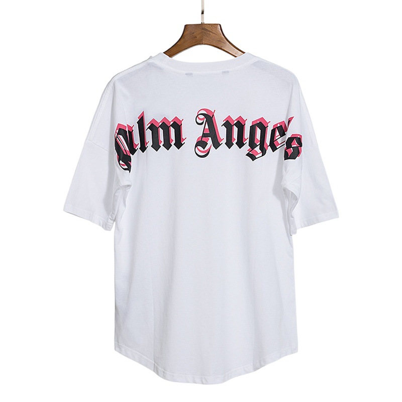 Venta al por mayor versión correcta de PA cabeza rota oso manga corta palmera High Street Tide marca manga murciélago espalda gran logo carta camiseta