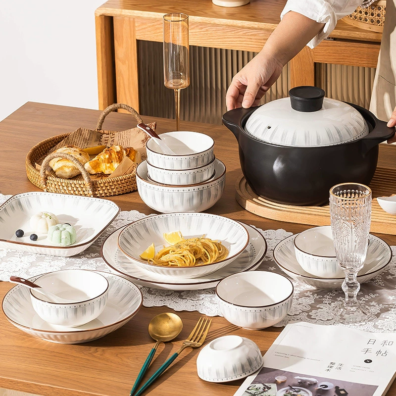 Japanese blue line dish set household high temperature bowl and dish combination tableware underglaze color ceramic bowl and dish kitchen utensils