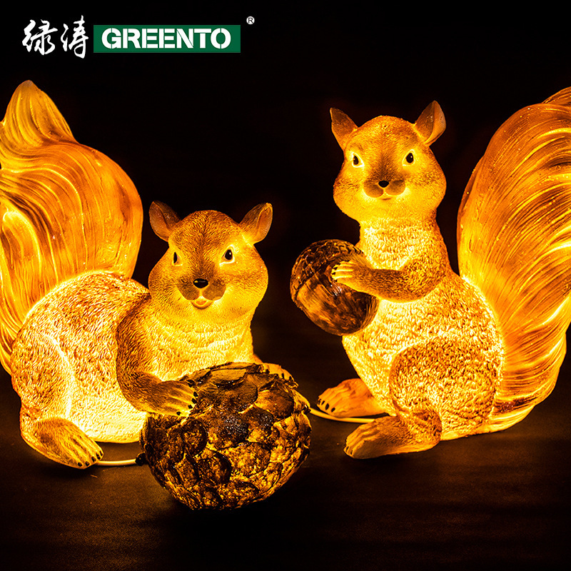 Resin FRP Factory Wholesale Luminous Animal Light Outdoor Decorative Art Luminous Animal Squirrel Light