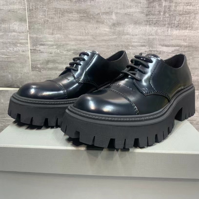 ShoeVault 2023 New Trendy Retro Distressed Men's Versatile Big Toe Derby Thick Sole Height Increasing Single Platform Shoes_voghion.com